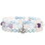 yoga gemstone bracelets with silver Om Charm - Aquamarine Rose Quartz Amethyst - Blooming Lotus Jewelry