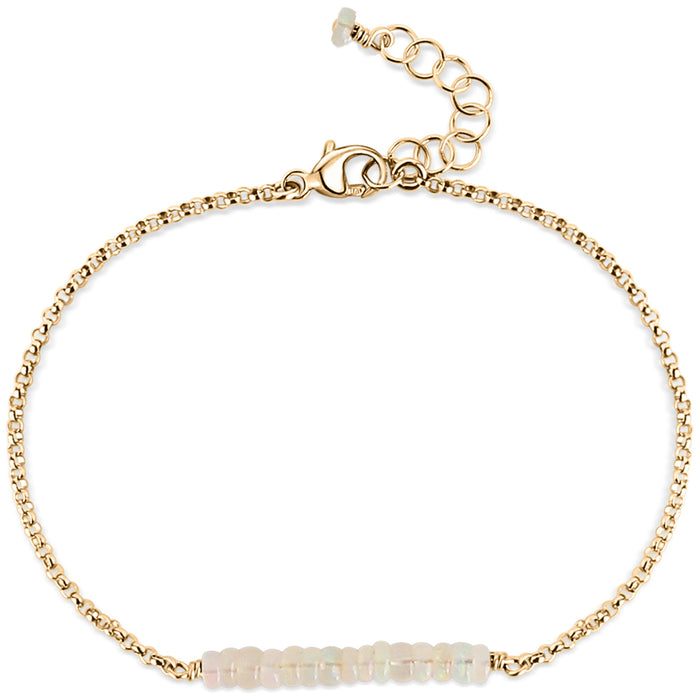 Opal Gemstone Balance Bar gold chain with extender - Blooming Lotus Jewelry