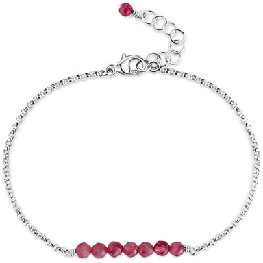 Pink Tourmaline Balance Bar Bracelet silver chain with extender - Blooming Lotus Jewelry