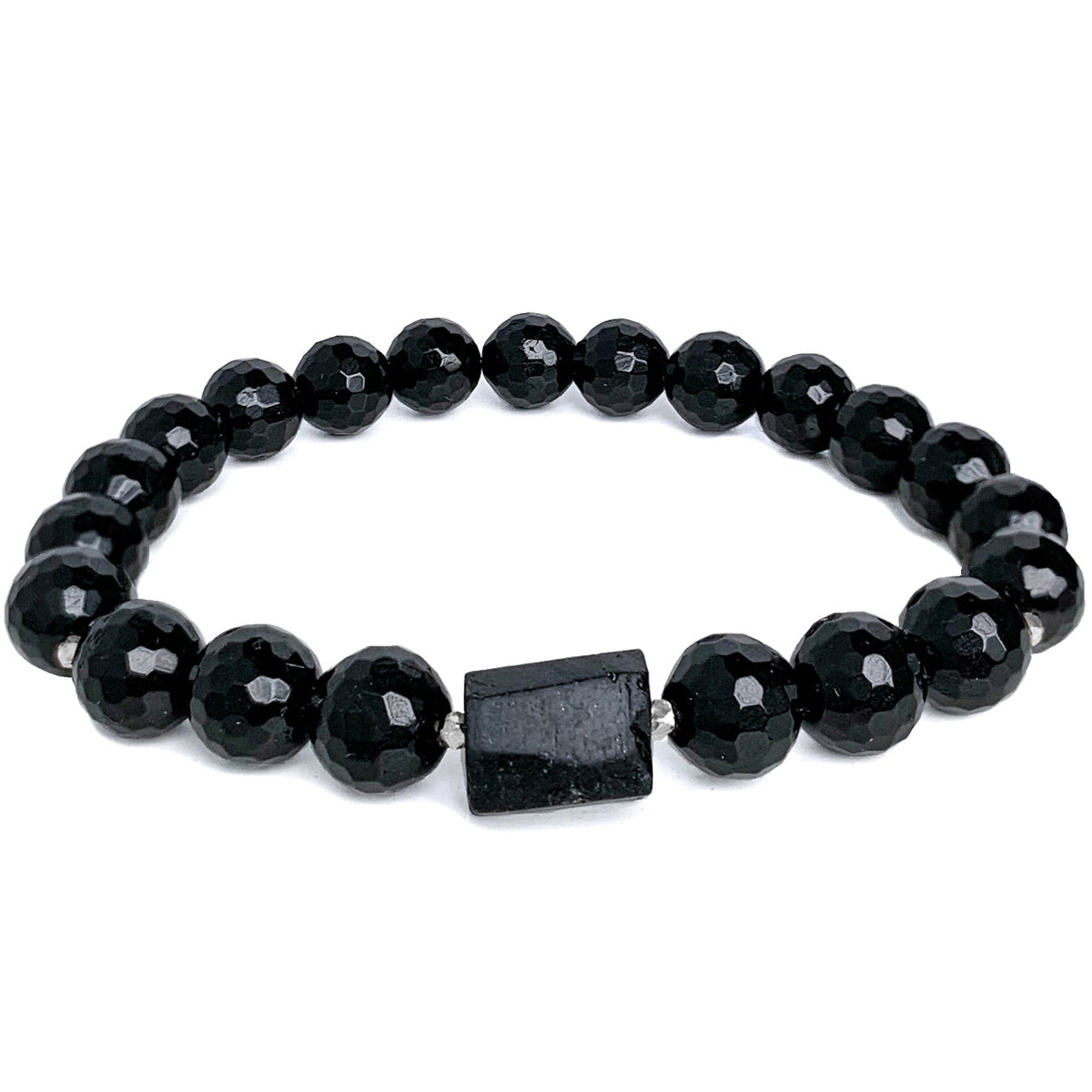 Black Tourmaline Elastic Bracelet - 6mm & 8mm Beads | New Moon Beginnings