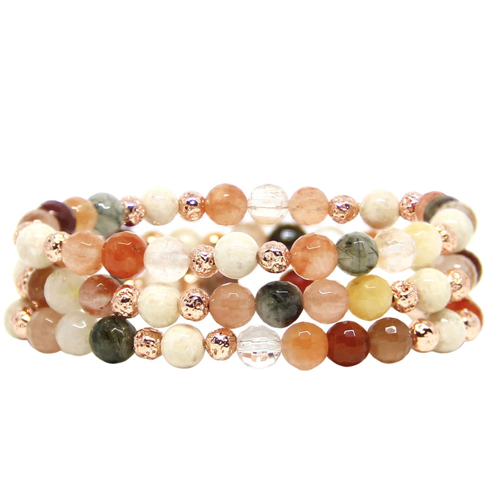 Rutilated Quartz gemstone bracelets closeup - Blooming Lotus Jewelry