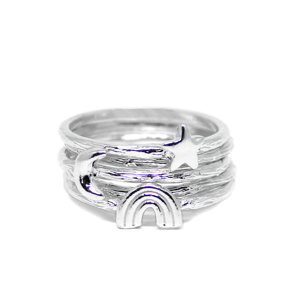 81stgeneration Crescent Moon Lotus Ring - 925 Sterling Silver Thin Band, Cut-Out Boho Stacking Ring For Women - View #3