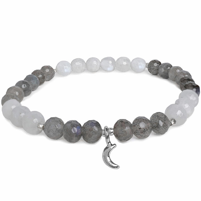 Crescent Moon Gemstone Bracelet - Moonstone - Blooming Lotus Jewelry