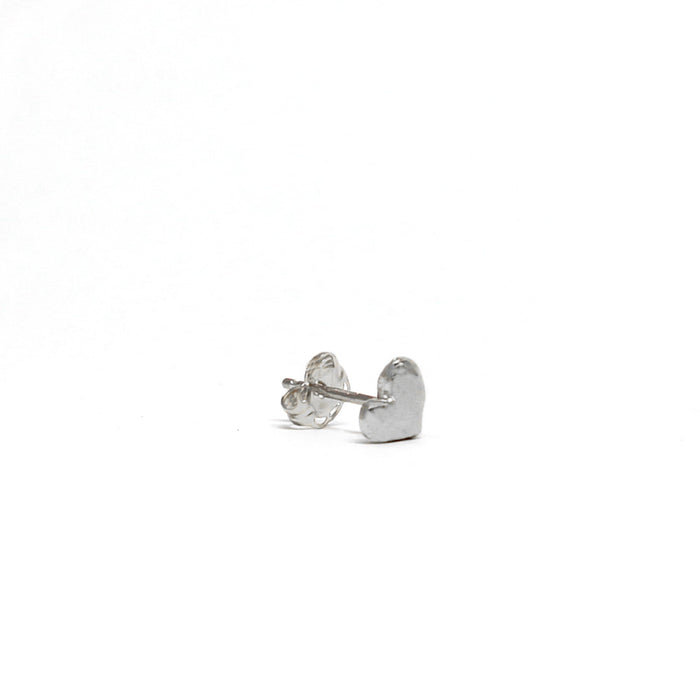 Tiny Heart Single Stud silver side view Blooming Lotus Jewelry