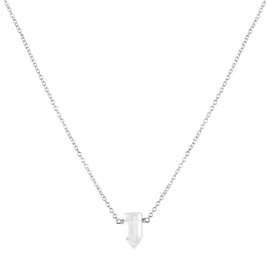 Tiny Master Healer Clear Quartz Necklace - silver - Blooming Lotus Jewelry