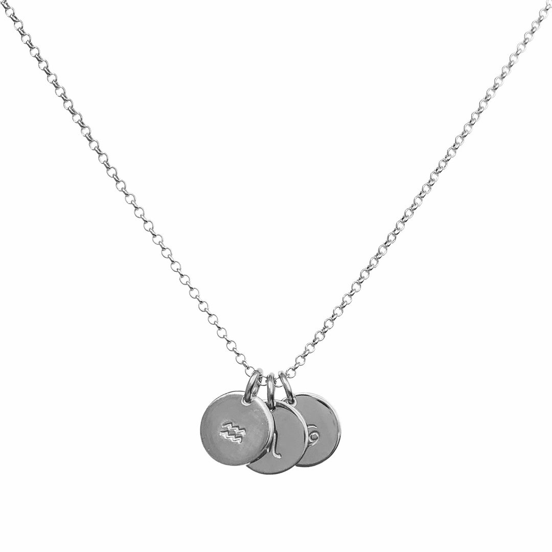 Tiny Zodiac Necklace - Aquarius - Scorpio - Cancer - disc - personalized - Blooming Lotus Jewelry