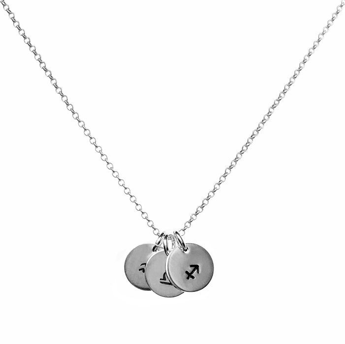 Tiny Zodiac Necklace - Sagittarius - Libra - Aquarius - disc - personalized - Blooming Lotus Jewelry