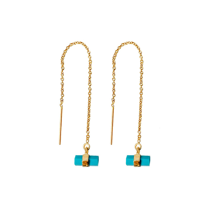 Turquoise Threader Earrings | Gold